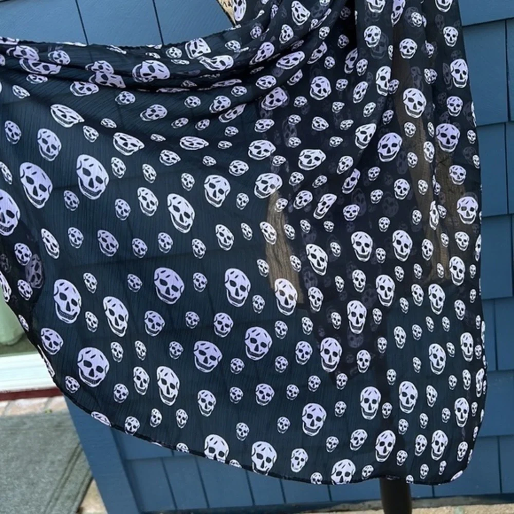 💀🖤💀Skull scarf polyester black white emo Halloween